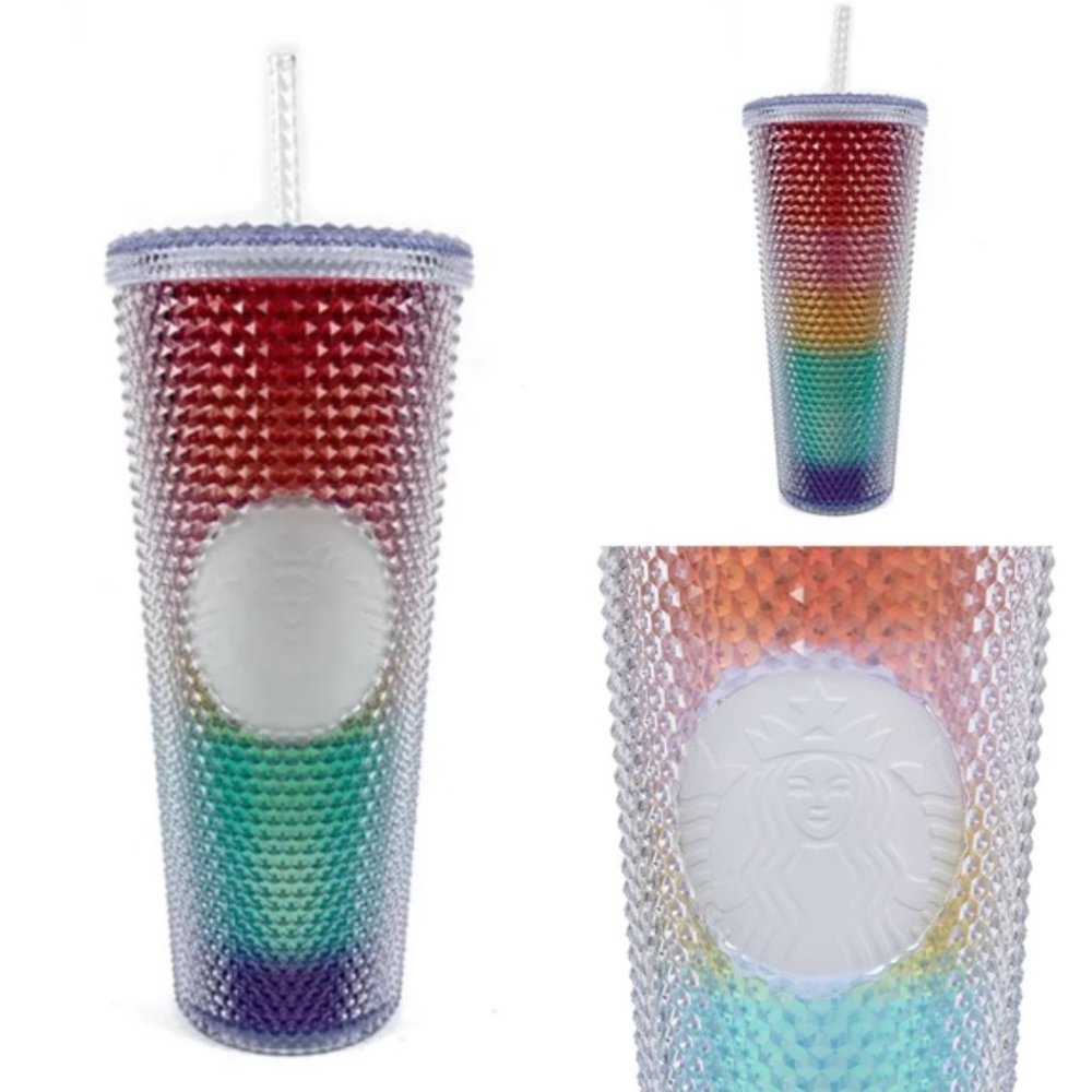 🌈Starbucks Venti Summer Pride ‘20 Studded Tumbler w Clear Lid. New! Rainbow